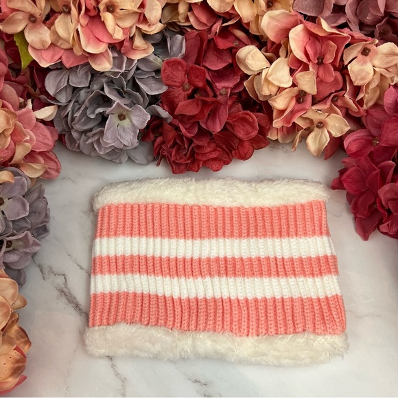 Infant Baby Pink Striped Winter Hat & Ring Scarf Set - Picture 11 of 16